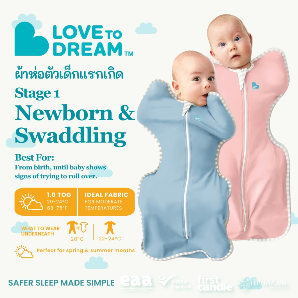 Love To Dream ผ้าห่อตัวเด็กแรกเกิด SwaddleUP Original Cotton (คอตตอน) 1.0 TOG - Dusty