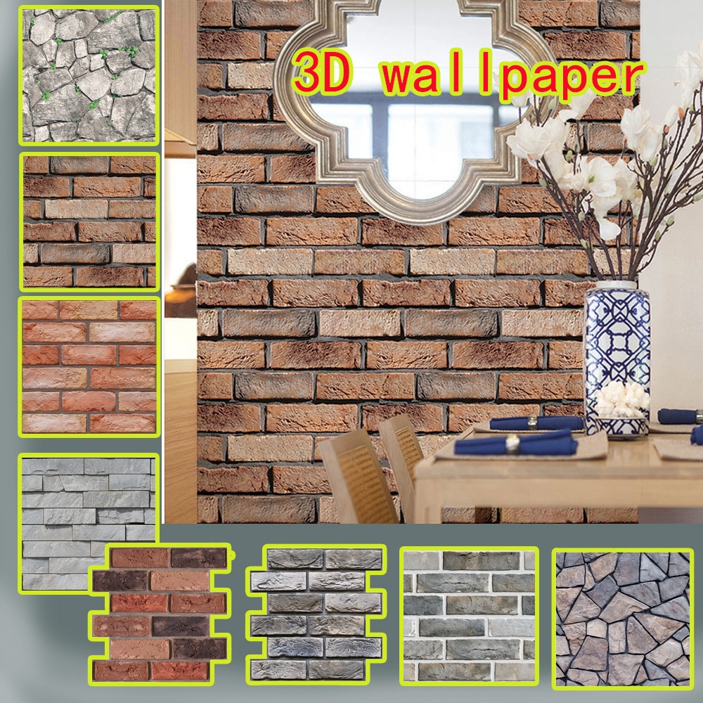 วอลเปเปอร์ลายอิฐ 3D กันน้ำ 100% ลายอิฐสวยสมจริง! กันน้ำได้ ติดง่ายเอง