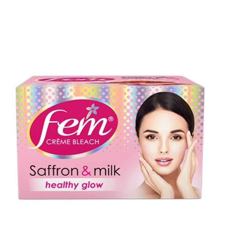 (ซื้อในไลฟ์ 24 บาท) Fem กล่องชมพู ที่ย้อมคิ้ว ครีมย้อมคิ้ว สีคิ้ว Fairness Naturals Saffron Skin Bleach อ่อนโยน 8g