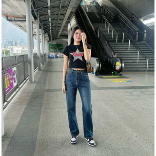 ยีนส์ Sheer | A01.1 Classy Jeans กางเกงยีนส์ทรงกระบอกกลาง สีเข้ม