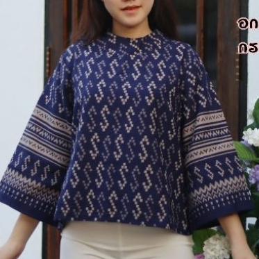 (สินค้าพร้อมส่ง) เสื้อผ้าฝ้ายเชียงใหม่ ฝ้ายพื้นเมือง พิมพ์ลาย อก42 ใส่ทำงาน ลายขอ-ลายไทย มีบริการเก็บปลายทาง