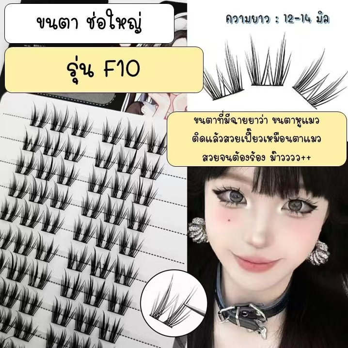 🛑ช่อใหญ่F10 🛑 ขนตาปลอม ยาว12-14mm แบบช่อ