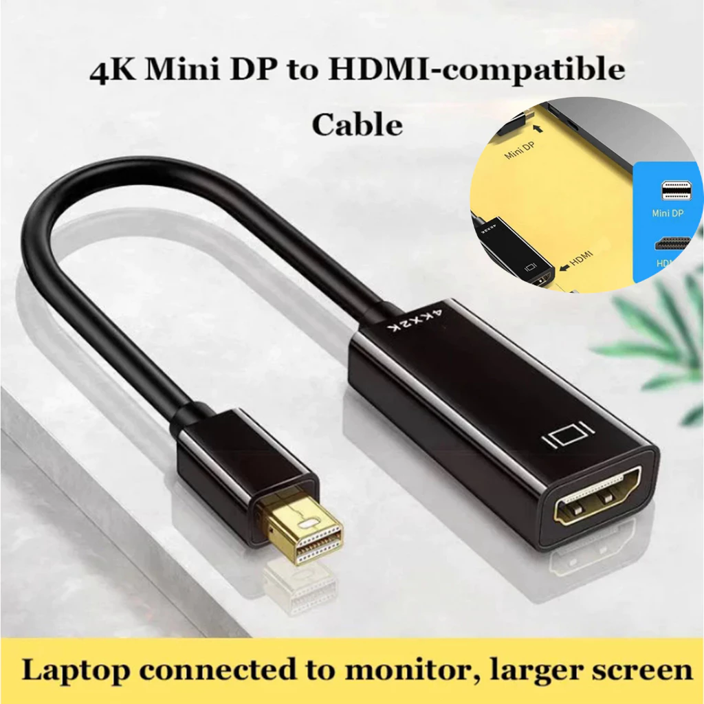 Mini DisplayPort เป็นอะแดปเตอร์ที่รองรับ HDMI 4K/1080P Mini DP Male to HD Female Converter เข้ากันได้กับ MacBook Air/Pro
