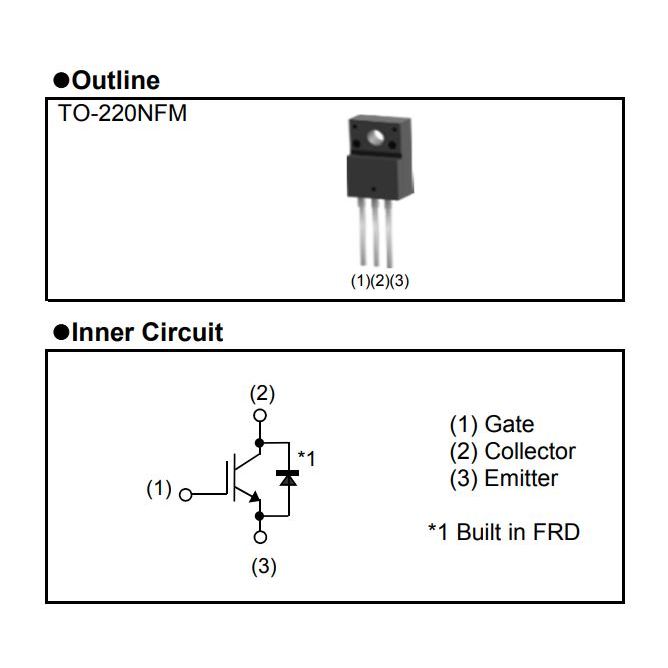 IGBT ไอจีบีที RGT40TM65DGC9 (จำนวน 10ชิ้น) 650V 17A 39W  TO-220 ROHM ของแท้100%