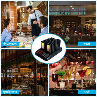 【Donnwe】เครื่องเรียกคิวไร้สาย เครื่องเรียกคิว พร้อม 16 เพจเจอร์ สำหรับร้านอาหาร ช่วยลดการรอคิวของลูกค้า