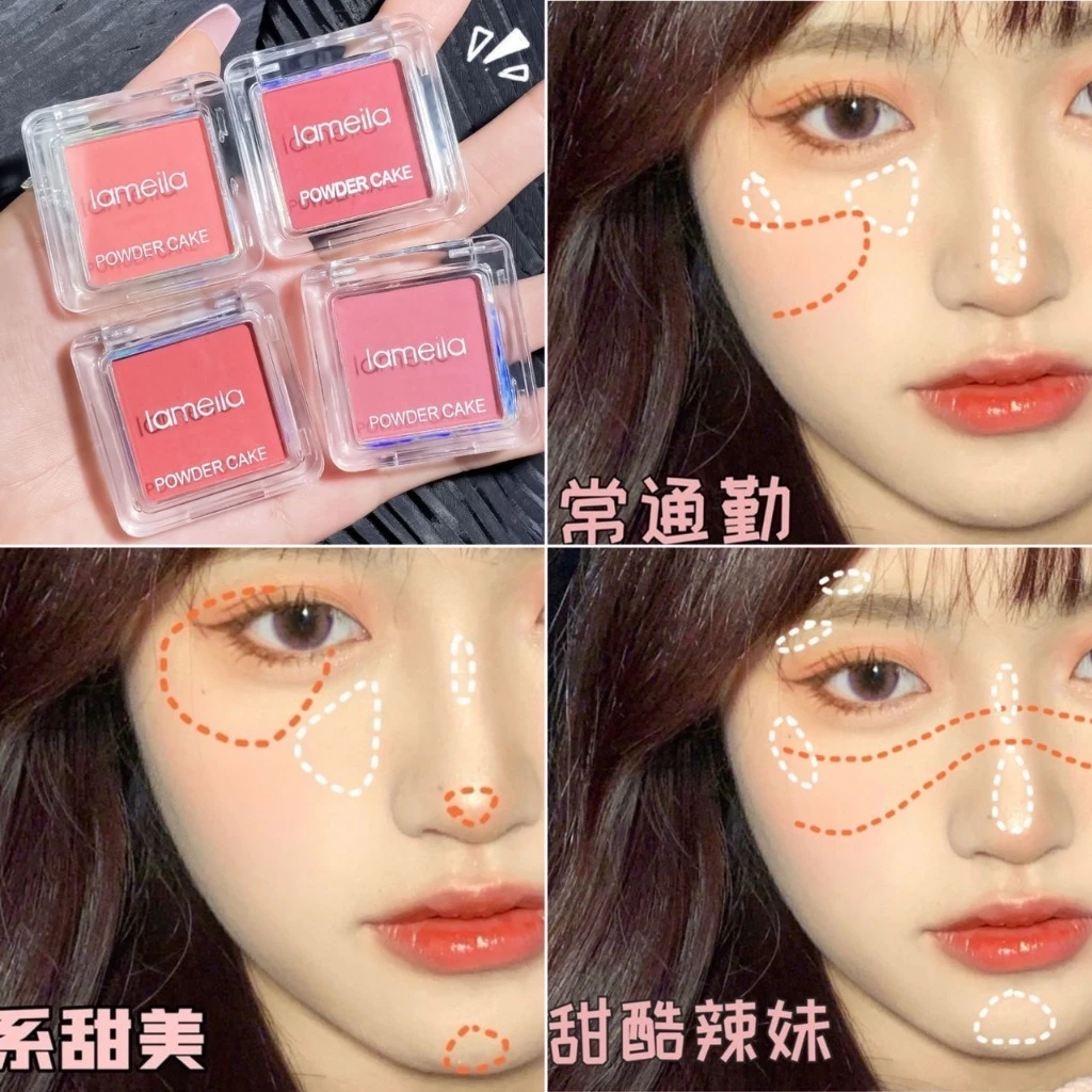 Lameila บลัชออนเนื้อแมท โทนชมพูบาร์บี้-ส้มพีช กันน้ำ ติดทน thumbnail 6