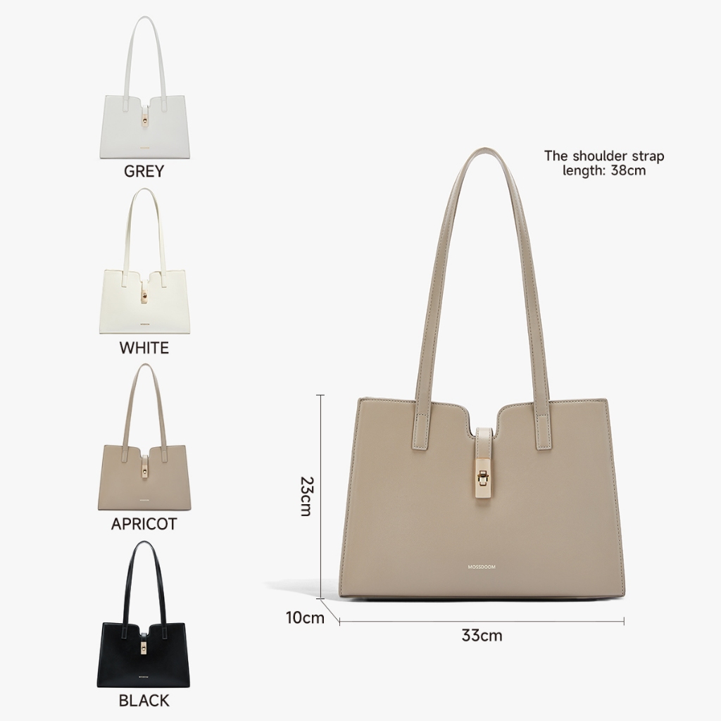 MOSSDOOM Elaura bag กระเป๋าคล้องไหล่สำหรับผู้หญิง ทรงคลาสสิก จุของได้เยอะ 4สี(เทา,ขาว,แอปริคอท,ดำ)