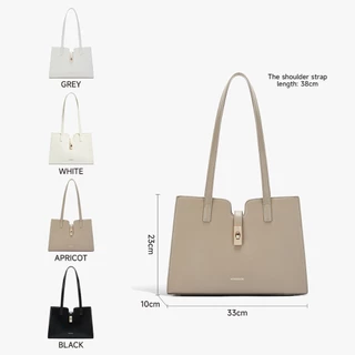 MOSSDOOM Elaura bag กระเป๋าคล้องไหล่สำหรับผู้หญิง ทรงคลาสสิก จุของได้เยอะ 4สี(เทา,ขาว,แอปริคอท,ดำ)