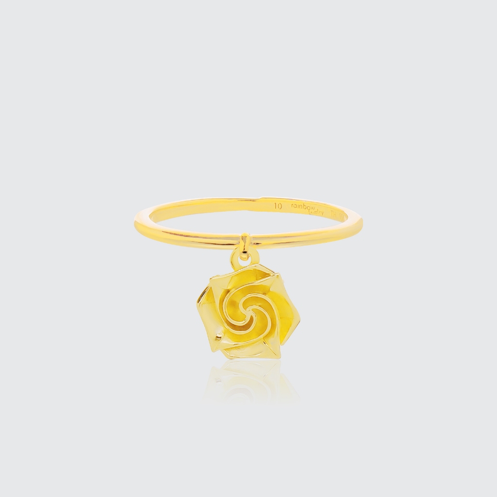 ORIGAMI LUCKY RING แหวนห้อยจี้ลายกระดาษพับ สัญลักษณ์แห่งความโชคดี และ ความสุข 13 ลาย สีทอง 18K Gold
