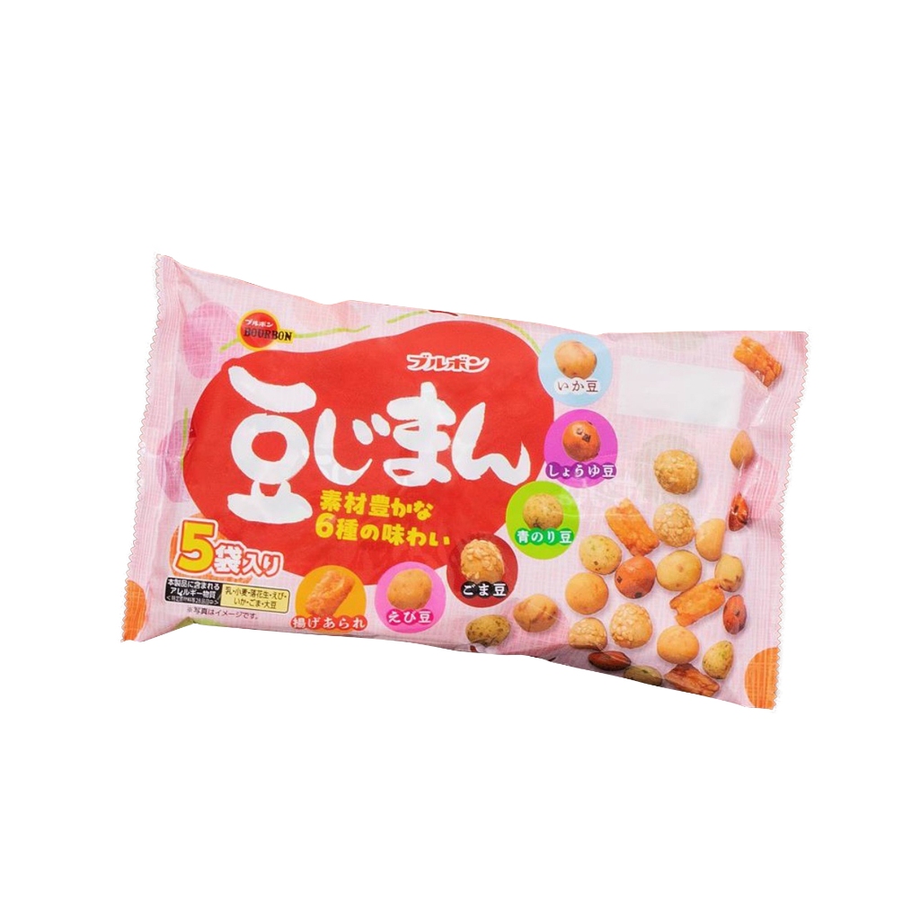 BOURBON มาเมจิมัง ขนมถั่วเคลือบ และข้าวพอง 6รส ซองใหญ่จากญี่ปุ่น