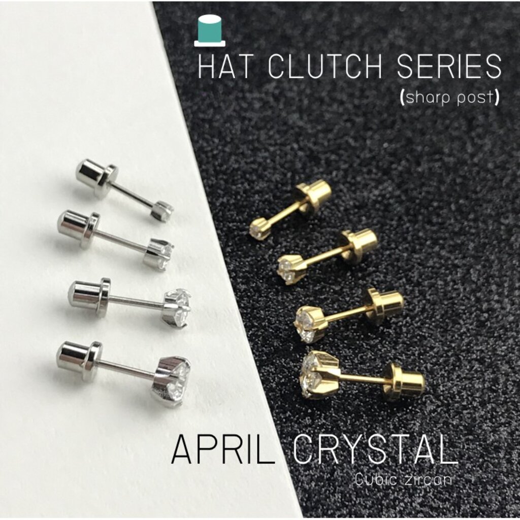 (ส่งฟรี!) ต่างหูสำหรับผิวพ้ง่าย แป้นหมวก CZขาว mm ใส่สบายไม่ทิ่มหลังหู(ราคา/ข้าง)