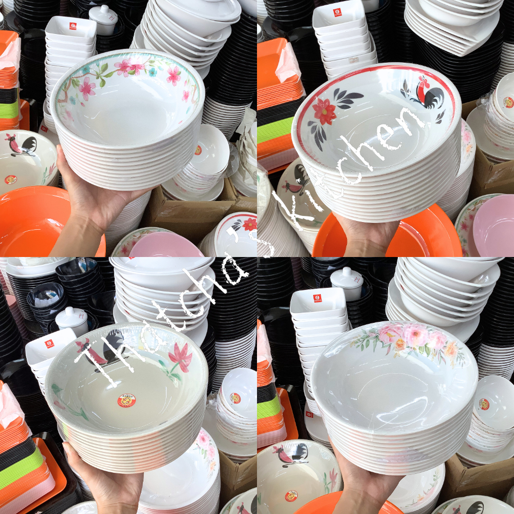 (GOLD FANCY) ชามปากบาน ขนาด 8 นิ้ว เนื้อเมลามีน ( บรรจุ 12 ใบ ) 4 ลาย