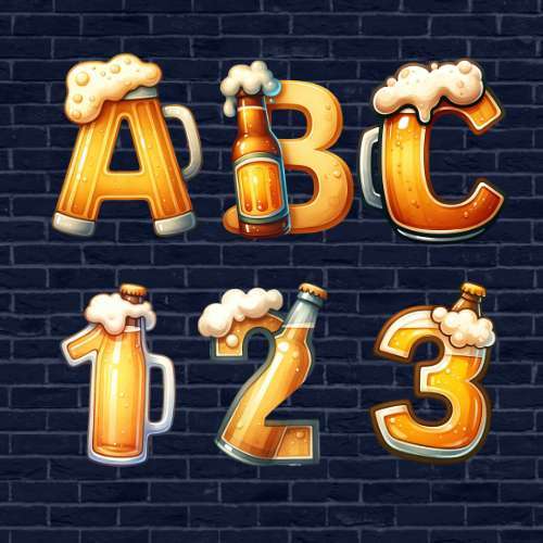 ตัวรีดติดเสื้ออักษร   A - Zและ ตัวเลข F.49 ฟ้อนต์ การ์ตูนฟองเบียร์  วิบวับ  รีดง่ายรีดติดทุกเนื้อผ้า