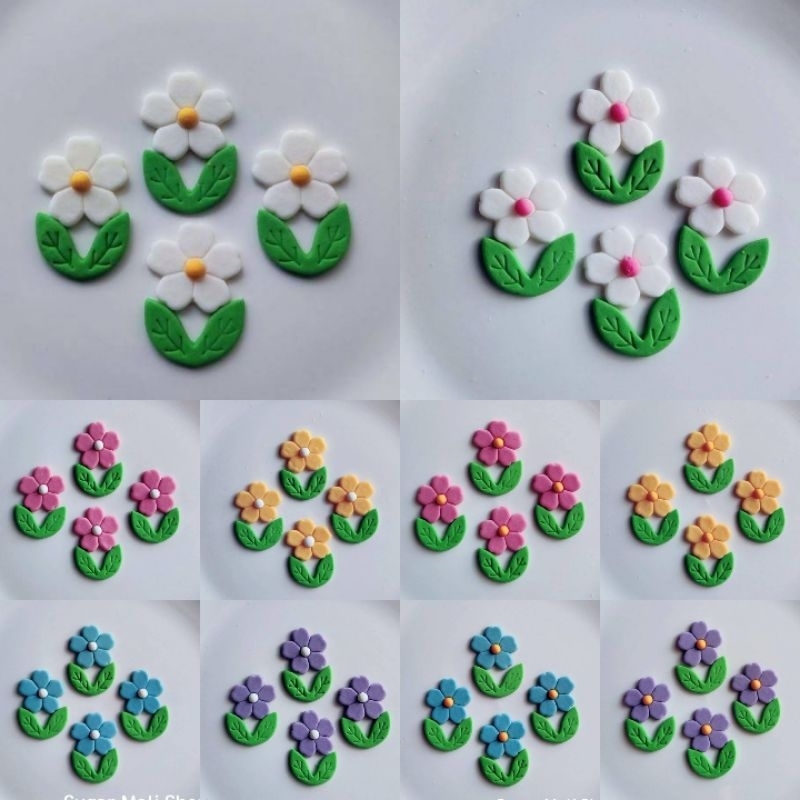 🏵กัมเพสดอกไม้วินเทจ 🌱ใบไม้ น้ำตาลแต่งเค้ก คัพเค้ก เบเกอรี่ น้ำตาลกินได้ กัมเพสดอกไม้ ขนาด 2.5x2.5 cm
