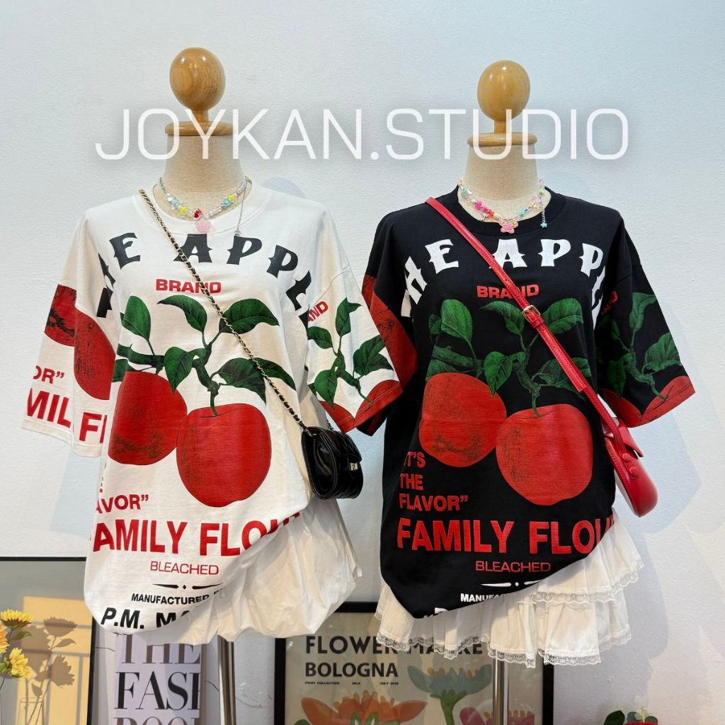 เสื้อยืด Oversize THE APPLE ป้าย FLOWER (F094)