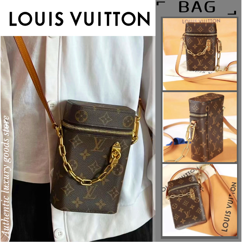 หลุยส์ วิตตอง Louis Vuitton  LOUIS VUITTON โทรศัพท์กล่องสายโซ่สายคล้องผ้าใบคลาสสิกไหล่/กระเป๋าสะพายข