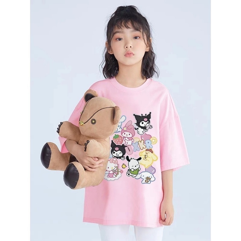 Yout-children ชุดเด็ก น่ารัก Kulomi พิมพ์ผ้าฝ้ายเด็กแขนสั้นเสื้อยืด ผ้าฝ้าย เสื้อน่ารัก พอดี สไตล์เกาหลี unisex