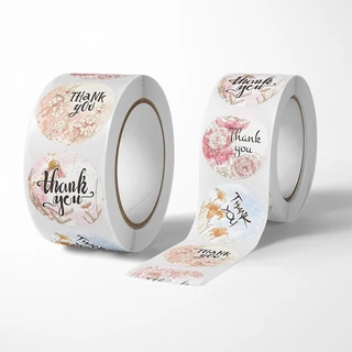 M018 สติกเกอร์ขอบคุณ Thank You Sticker 500 ดวง/ม้วน ขนาด 2.5 ซม. พร้อมส่งจากไทย