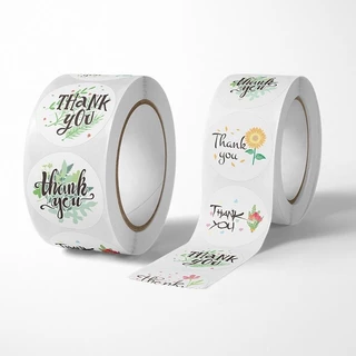 M018 สติกเกอร์ขอบคุณ Thank You Sticker 500 ดวง/ม้วน ขนาด 2.5 ซม. พร้อมส่งจากไทย