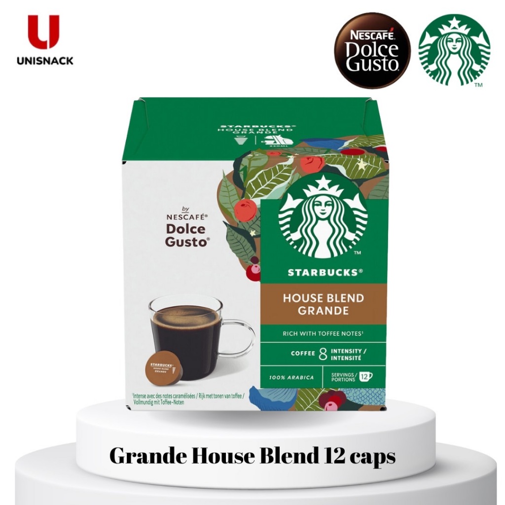 STARBUCKS BY NESCAFE DOLCE GUSTO Grande House Blend สตาร์บัค โดลเช่ กุสโต้ เกรนเด เฮาส์ เบลน (12แคปซูล/กล่อง)