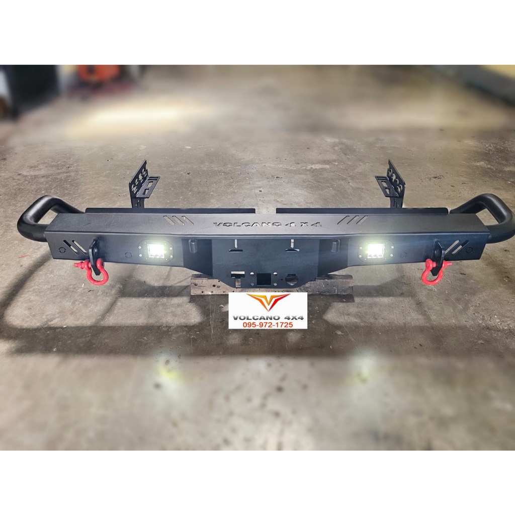 กันชนท้ายออฟโรด แบบมีไฟ led 302 สำหรับรถรถกระบะทุกรุ่น ลากได้ 2.8ตัน เหล็กหนา แถมห่วง-แถมไฟ LED กันชนท้ายเหล็ก