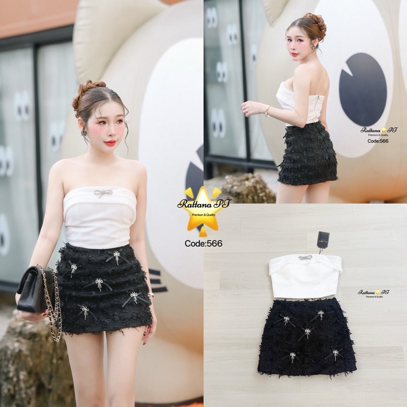 Code: 566 ชุดเซ็ตเสื้อ+กระโปรง ชุดปาร์ตี้วันเกิด งานป้าย Rattana