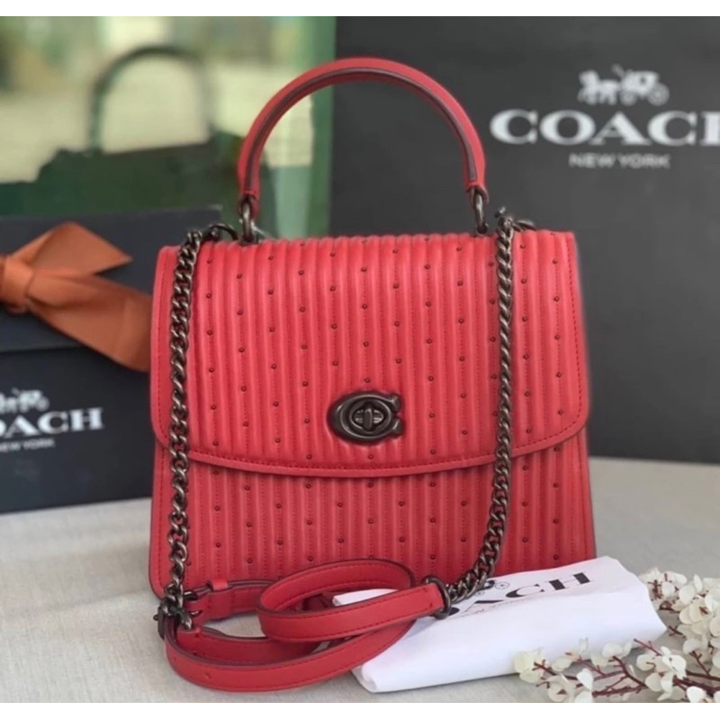 รุ่นเก่าหายากก  สวยมาก Coach Parker Top Handle With Quilting And Rivets  76028