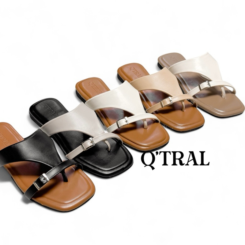 (แนะนำใส่ตรงไซส์)รองเท้าแตะ ไซส์ 36-43 แบบคีบ คาดสายเข็มขัดเก็บหน้าเท้า แบรนด์ Q'TRAL (QT010)