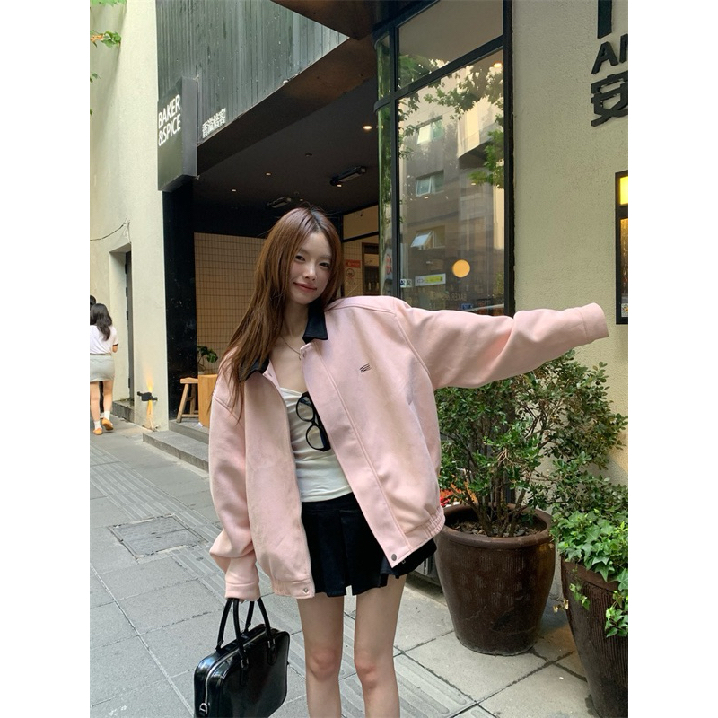 gurls.girl | nomyen leather jacket เสื้อแจ็คเก็ตหนังกลับ ส่งจากไทย