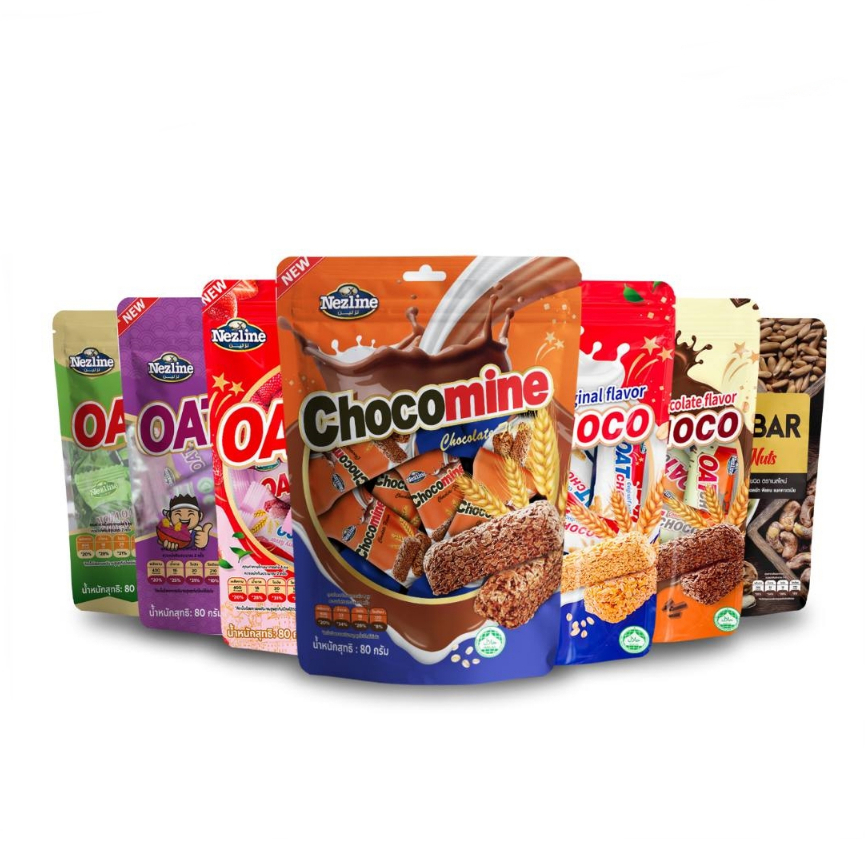 Nezline  Oat Choco ข้าวโอ๊ตอัดแท่งถุงเล็ก 80 กรัม มีให้เลือกหลายรส