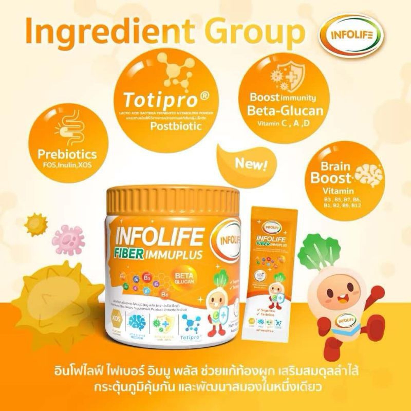 “ส่งฟรี ส่งทุกวัน😊”ไฟเบอร์เด็ก อินโฟไลฟ์ ไฟเบอร์(Infolife fiber Immuplus) สูตรใหม่ - รูปที่ 2