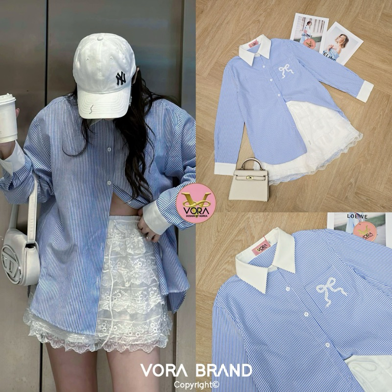 Vora เสื้อเชิ้ต+กระโปรง ชุดไปคาเฟ่