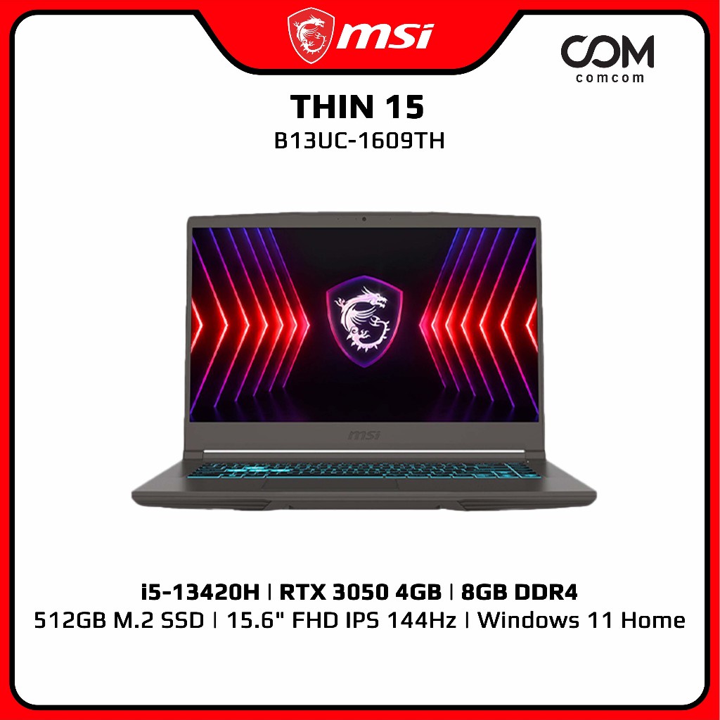 NOTEBOOK (โน้ตบุ๊ค) MSI THIN 15 B13UC-1609TH BY COMCOM