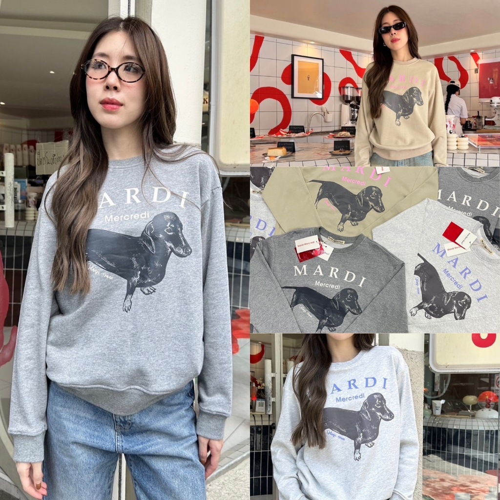 เสื้อแขนยาว sweater ลายยอดฮิตงานชนช็อปเลยค่าา รุ่นนี้ไอดอลเกาหลีใส่เยอะมาก งานสกรีนลายสุดคิ้วท์ สีน่ารักมาก ทรงไม่สั้น