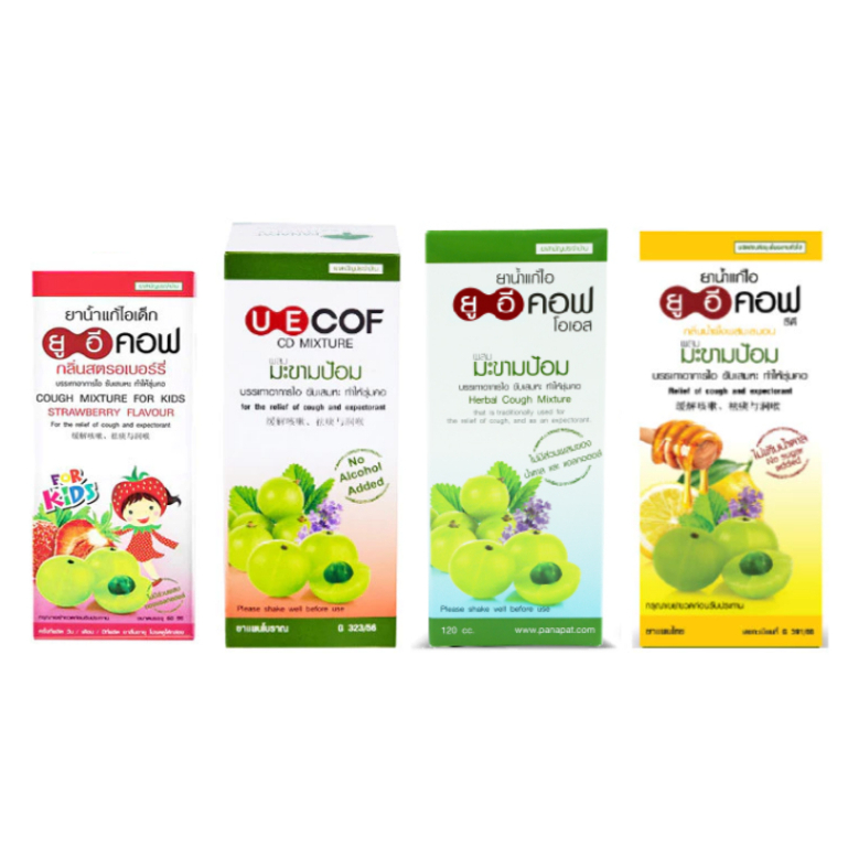 UECOF ยูอีคอฟ บรรเทา อาการไอ KIDS 60 CC / ดั้งเดิม 120 CC / ไม่มีน้ำตาล 120 CC / น้ำผึ้งมะนาว 120 CC