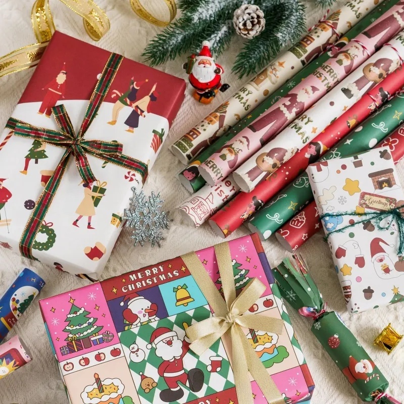 พร้อมส่ง ของขวัญ Christmas2024 กระดาษห่อของขวัญวันเกิด ลายเยอะ ขนาด50*70CM ลายใหม่ ลายการ์ตูน น่ารัก