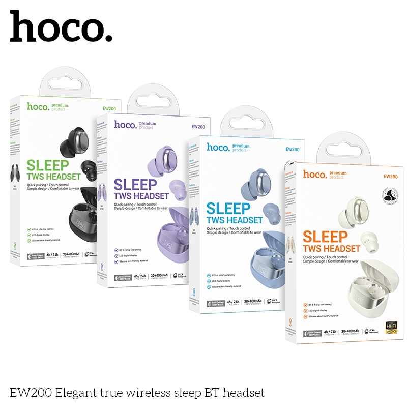 HOCO EW200 หูฟังไร้สาย TWS สำหรับใส่นอน ไม่เจ็บหู กันน้ำ IPX4 ใช้ได้ต่อเนื่อง 4 ชม. บลูทูธ 5.4 hc3