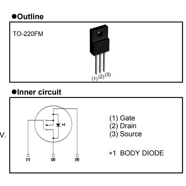 มอสเฟต R6011ENX (จำนวน 10ชิ้น) 600V 11A 40W TO-220 ROHM ของแท้