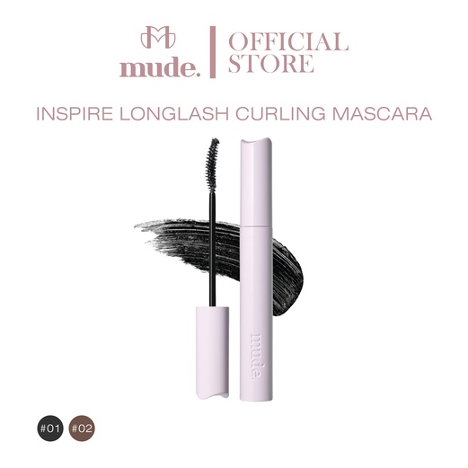 [ช้อป 2 ชิ้นแถมที่ดัดขนตา] MUDE INSPIRE LONGLASH CURLING MASCARA 8ML. 01 BLACK (มาสคาร่า สูตรขนตายาว งอน กันน้ำ)