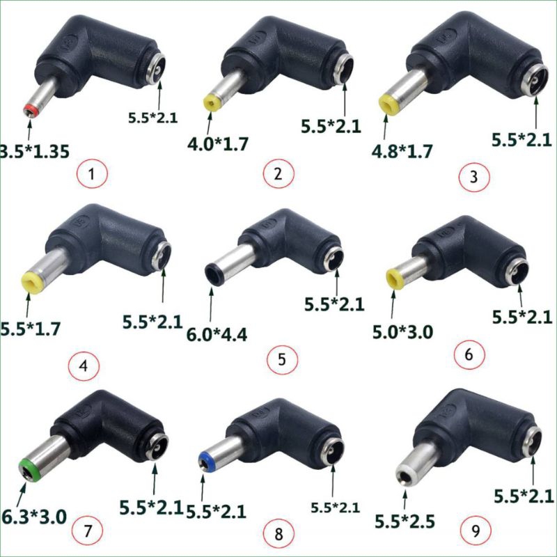 หัวแปลงปลั๊กเชื่อม adapter DC ขนาด 5.5 * 2.1แปลงเป็นขนาดต่างๆ 8 ไซส์