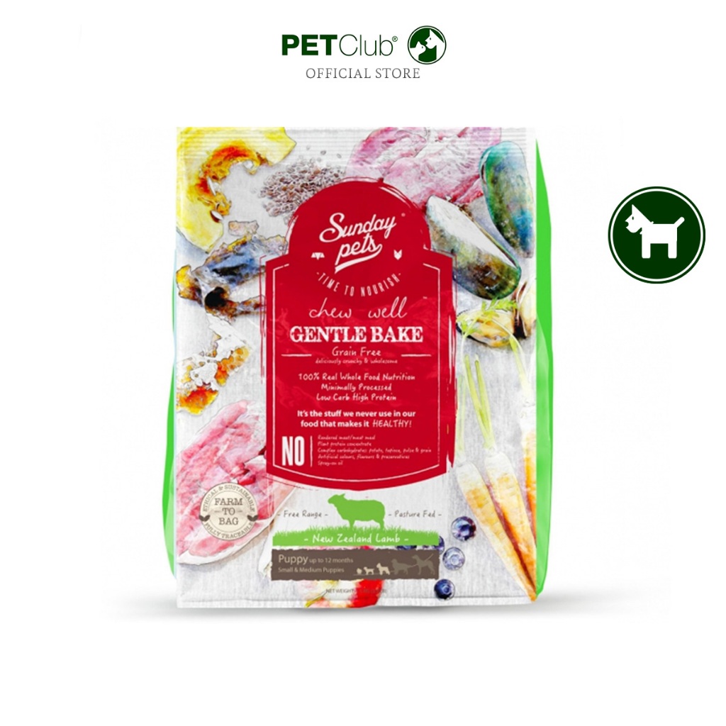 [PETClub] Sunday Pets Gentle Bake Lamb Puppy - อาหารลูกสุนัขแบบอบ สูตรแกะ 1.3kg.