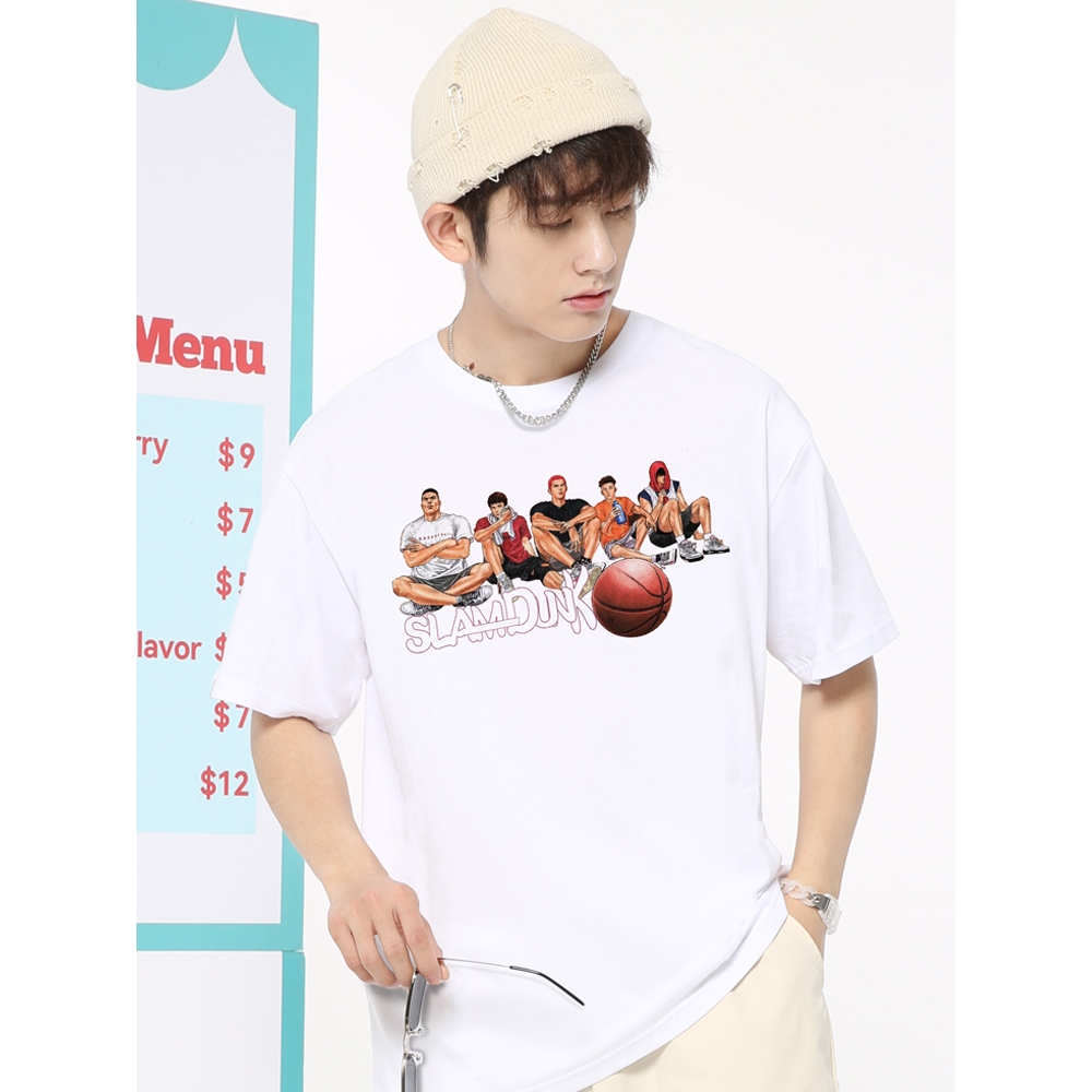 teetwoone 【ซีรีส์ Slam Dunk】เสื้อยืดoversize พิมพ์ลายCOTTON ผ้าฝ้ายนุ่มม่าก ไม่หดไม่ย้วย เสื้อยืดผู้ชายผู้หญิง