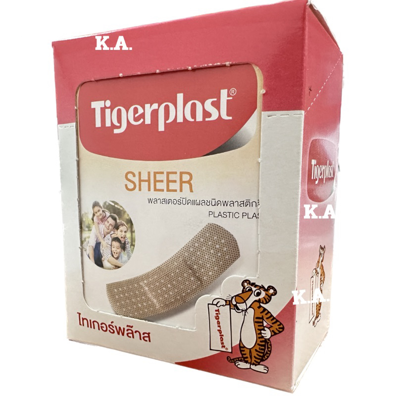 [ขายยกกล่อง] Tigerplast พลาสเตอร์ ไทเกอร์พลาส รุ่นพลาสติก สีเนื้อ Sheer 10ชิ้นx10ซอง3897