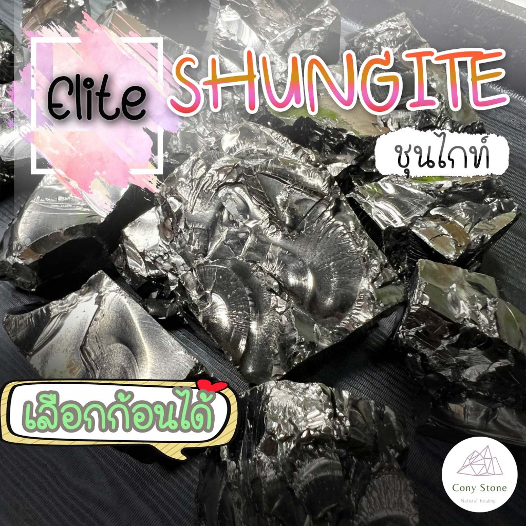 หินอีลิทชุนไกท์ (Elite Shungite) ก้อนดิบ เลือกก้อนได้ ราคาถูก หินมงคล หินหายาก แร่สะสม