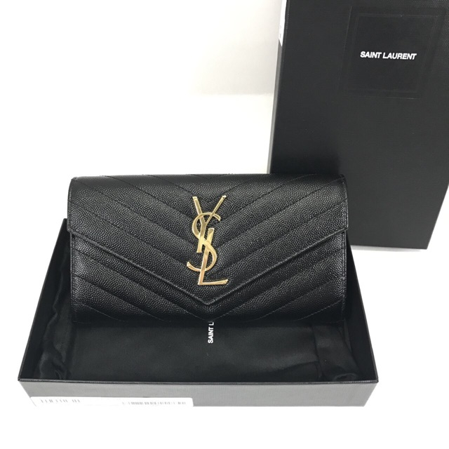 🔆สอบถามstockก่อนกดสั่ง🔆YSL Saint laurent wallet long flap กระเป๋าสตางค์ ฝาพับ ใบยาว สีดำ ของแท้ ส่งฟ