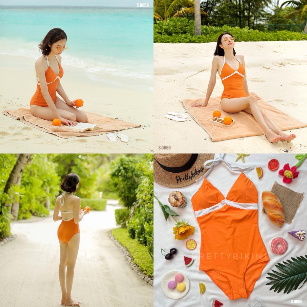 [ สินค้าพร้อมส่ง ไม่ต้องรอพรีออเดอร์ ] S-0659 น้องส้มวีหน้า สายผูกคล้องคอเก๋ที่สุดเบยค่ะ แอบซ่อนความเซ็กซี่ด้านหลัง
