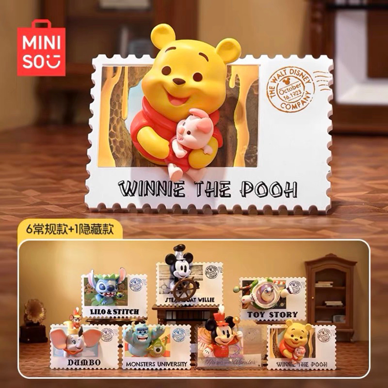 💥สินค้าพร้อมส่ง💥 กล่องสุ่ม Miniso Disney Retro Stamp(Magnet) ยก Box