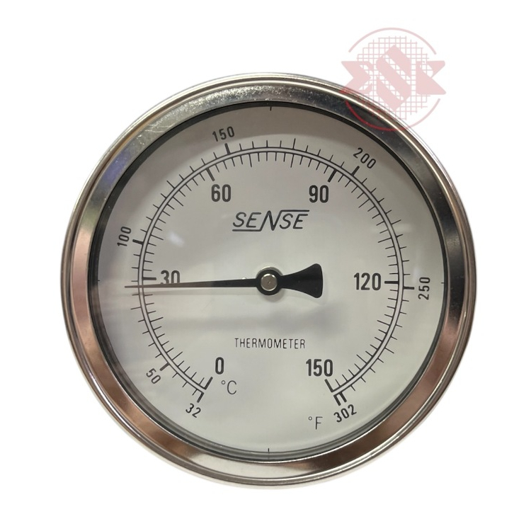 เกจ วัดอุณหภูมิ (Temperature Gauge) เทอร์โมมิเตอร์ หน้าปัด 4 นิ้ว เกลียว 4 หุน ออกหลัง ก้านยาว 12 นิ้ว สินค้าไต้หวันแท้