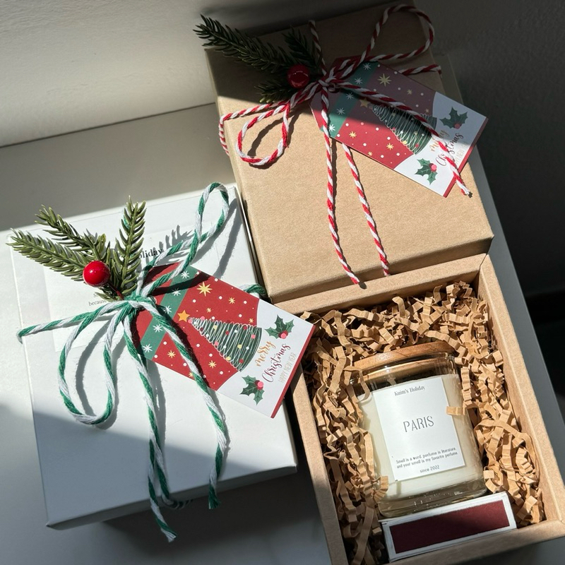 N5 ไม่มีถุง ของขวัญคริสต์มาส ของขวัญปีใหม่ เทียนหอม size s 60 ml. +ฝาไม้ปิดแก้ว ไม้ขีด