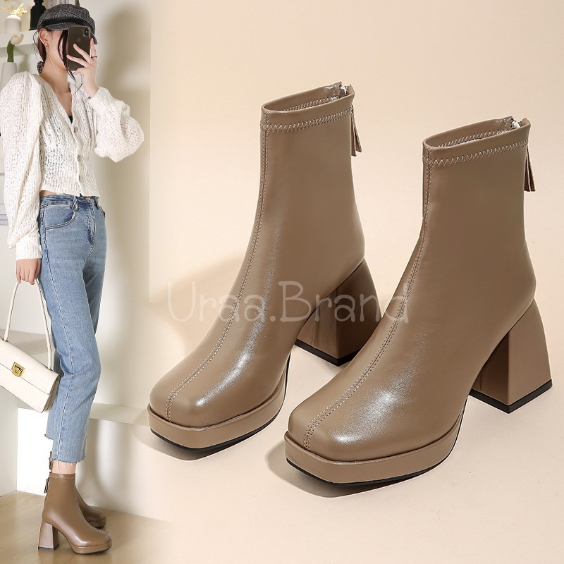 37-43 (พร้อมส่ง) 3 สี รองเท้าบูท บูทสั้น ส้นสูง 3 นิ้ว รุ่น CM Boots